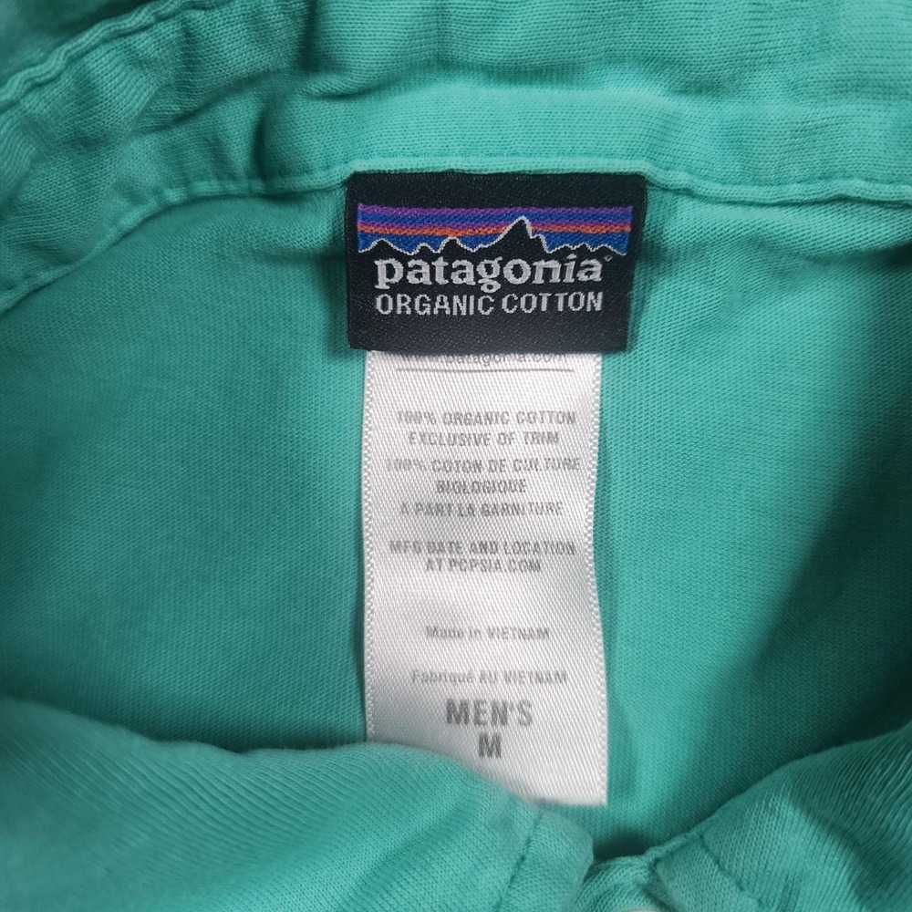 Patagonia Trout Fitz Roy Polo Shirt Mens Medium Green Organic Cotton Summer - Picture 2 of 10
